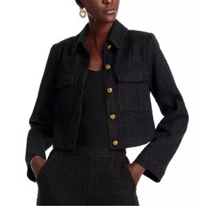 RACHEL ZOE Black Tweed Jacket with Gold Buttons Size XS